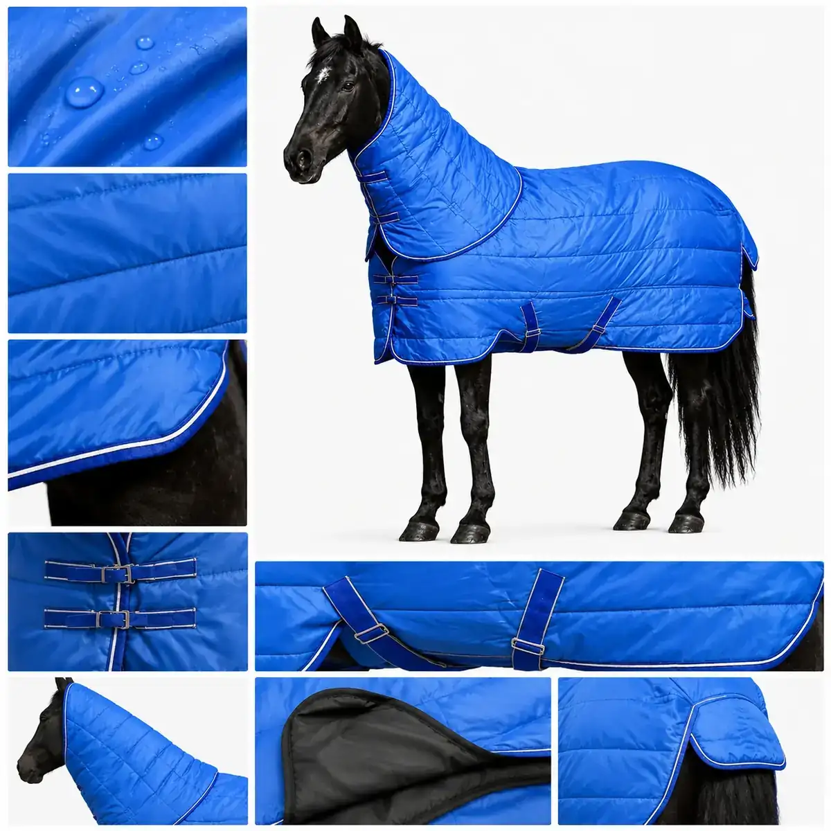 Horse rug construction and fastening details