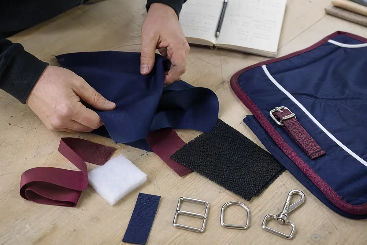 Selection of equestrian textiles, webbing and hardware